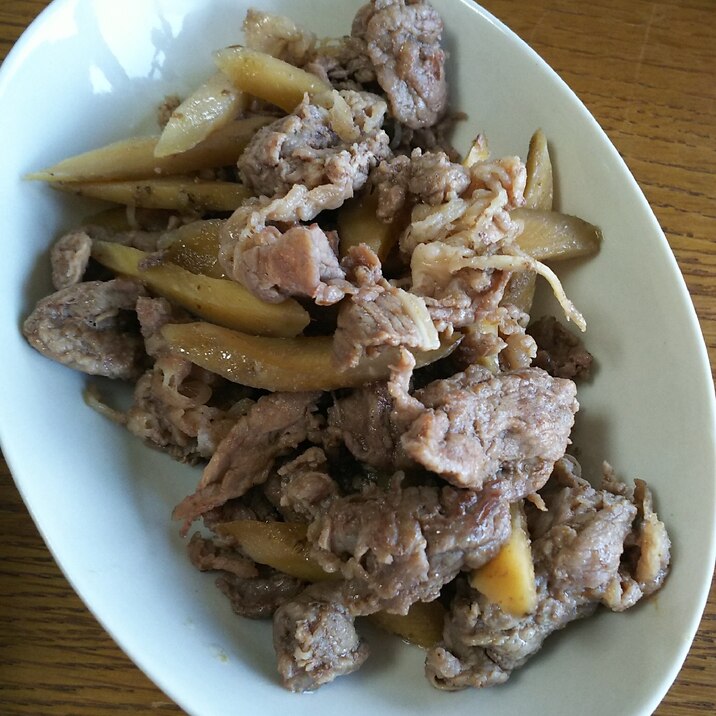 ゴボウ含め煮と牛肉の炒め物